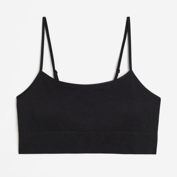 H&M Black Seamless Sports Bra Cropped Top - Picture 1 of 4